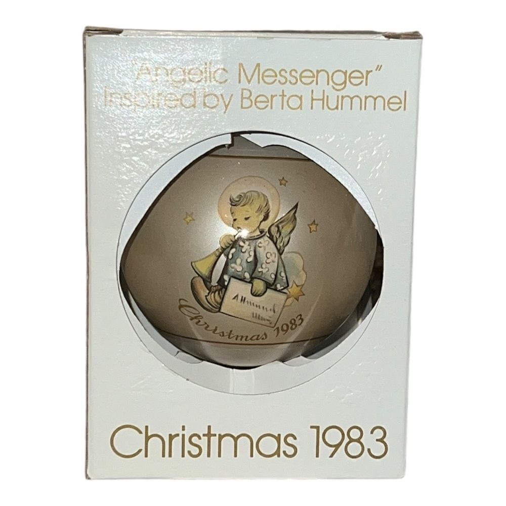 Schmid Berta Hummel Angelic Messenger 1983 Christmas Glass Ornament W Box